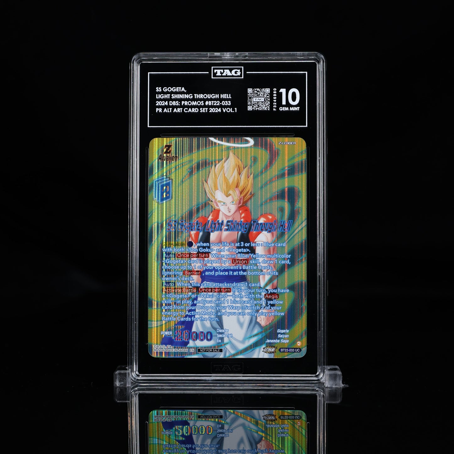 SS Gogeta, Light Shining Through Hell Alt Art PROMO BT22-033 TAG 10 GEM MINT