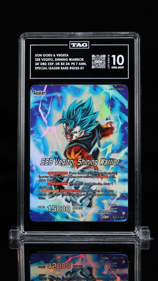 TAG 10 GEM MINT SSB Vegito, Shining Warrior SLR SD23-01