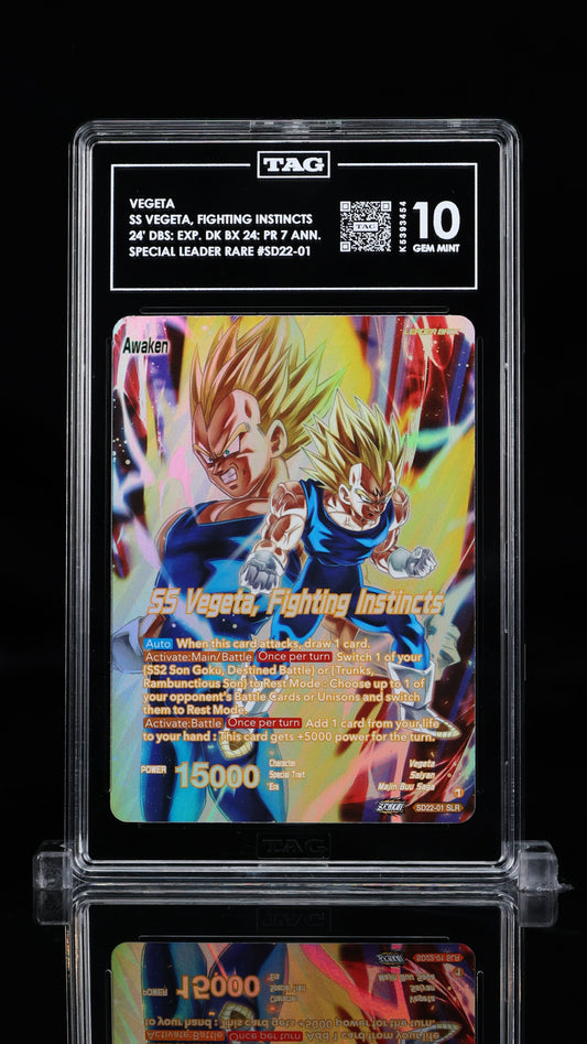 TAG 10 GEM MINT SS Vegeta, Fighting Instincts SLR SD22-01