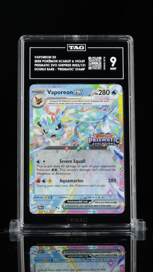 TAG 9 MINT Vaporeon ex Stamped 023/131